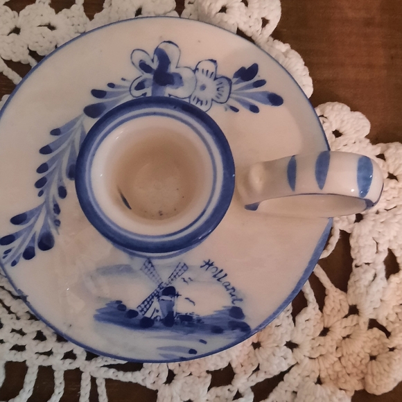 Set of 2 vintage delfts blue candle holders - Picture 6 of 6